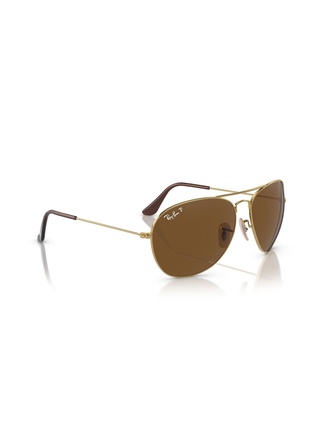 

Ray-Ban Men Lens & Aviator Sunglasses with Polarised Lens, Brown