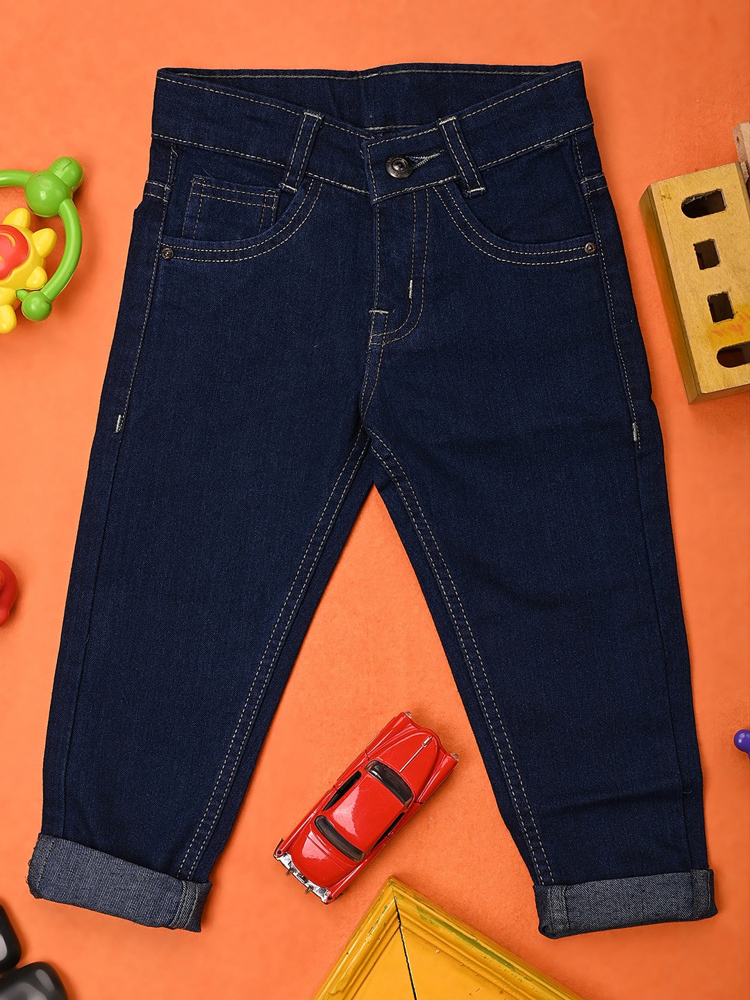 

V-Mart Boys Mid-Rise Clean Look Cotton Jeans, Blue