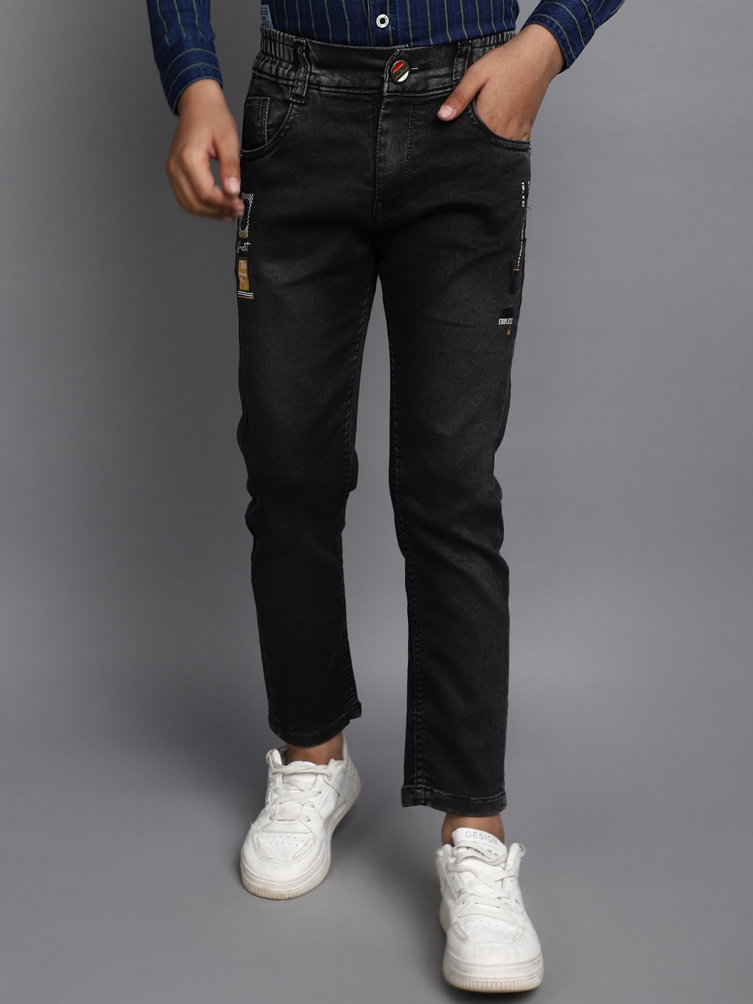 

V-Mart Boys Mid Rise Clean Look Cotton Jeans, Grey