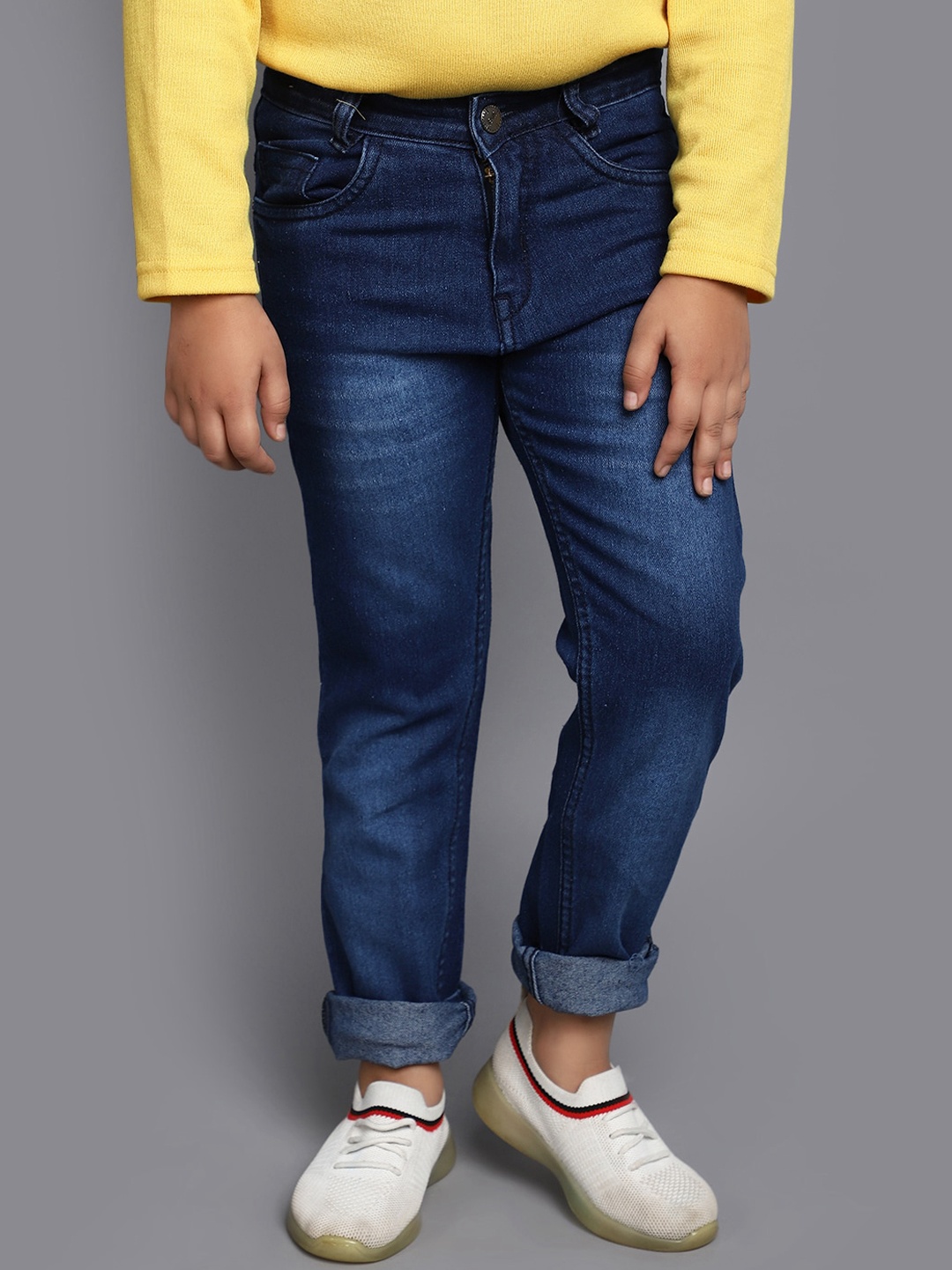 

V-Mart Boys Mid Rise Clean Look Light Fade Cotton Jeans, Blue