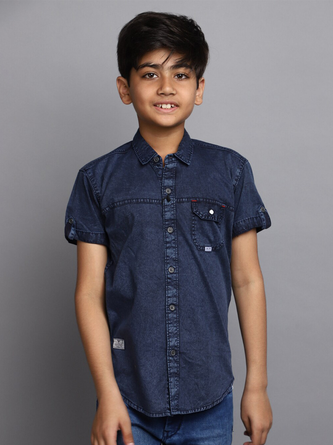 

V-Mart Boys Twill Cotton Casual Shirt, Blue