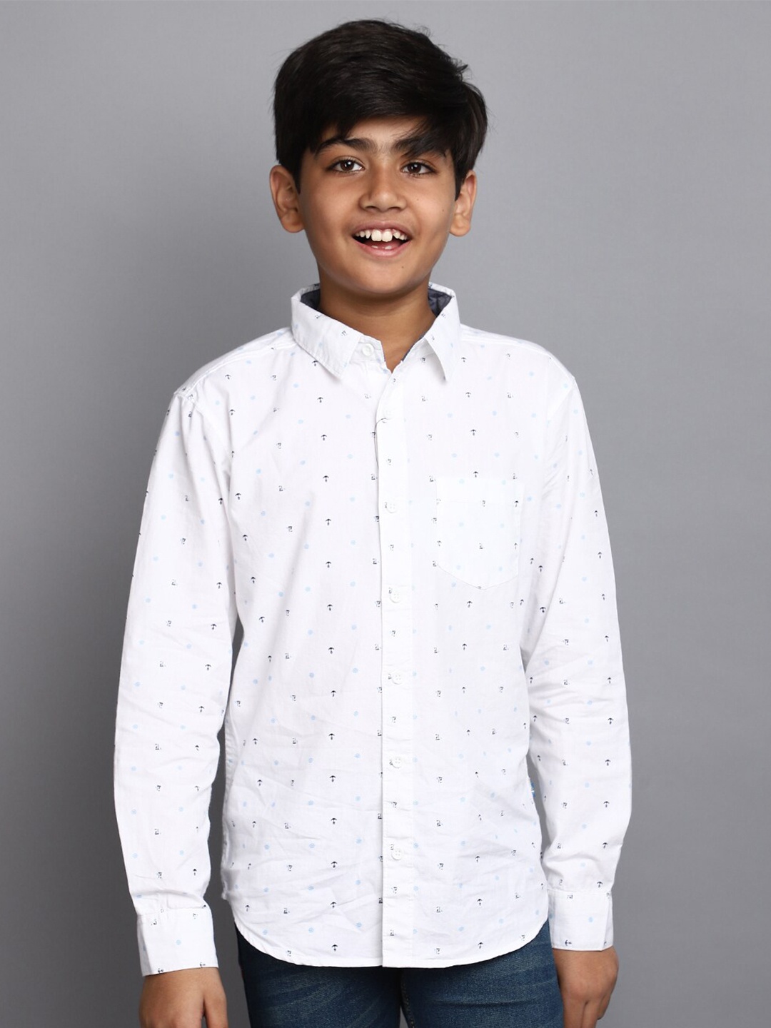 

V-Mart Boys Micro Ditsy Printed Cotton Casual Shirt, White