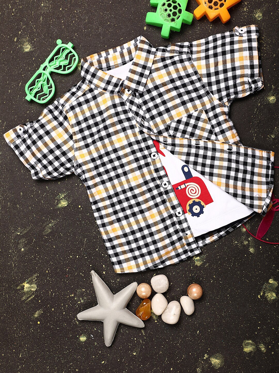 

V-Mart Infant Boys Checked Twill Cotton Casual Shirt, Yellow