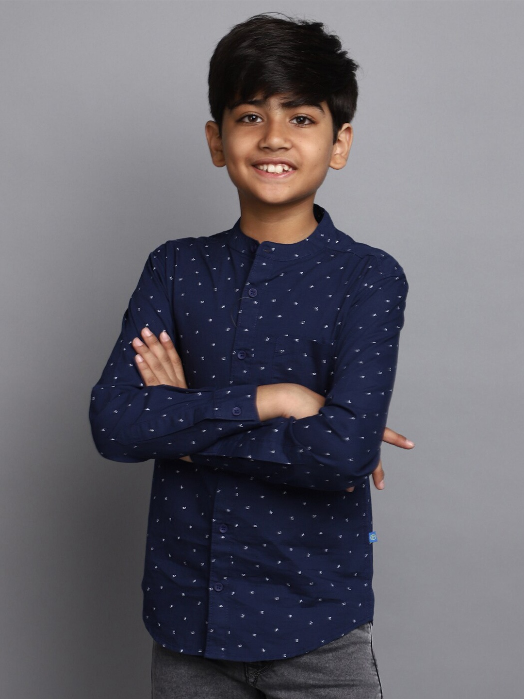 

V-Mart Boys Polka Dot Printed Casual Shirt, Navy blue
