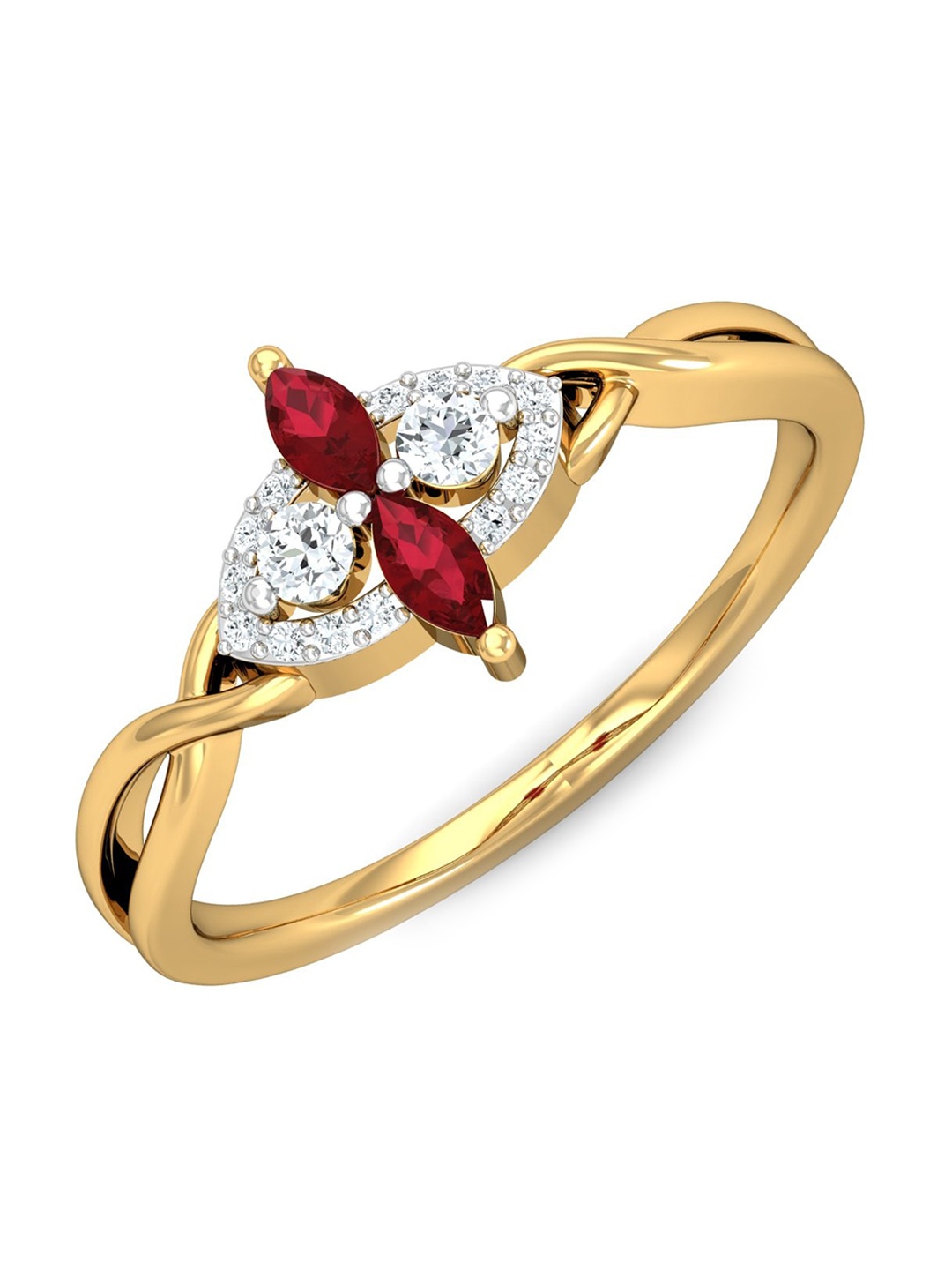 KUBERBOX 18KT Gold Diamond Studded Ring-1.92gm