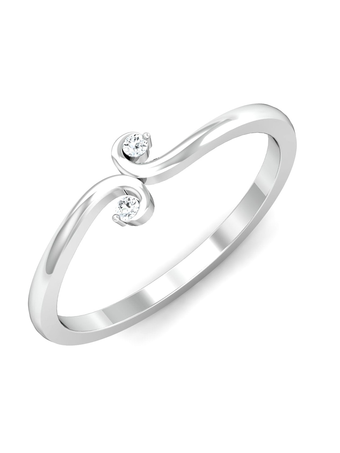 

KUBERBOX 18KT White Gold Diamond Studded Ring-1.32gm, Silver