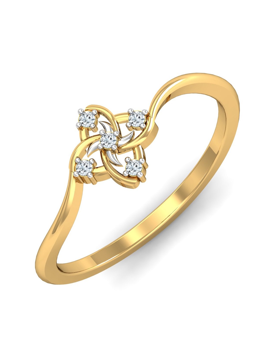 KUBERBOX 18KT Gold Diamond Studded Ring-1.11gm