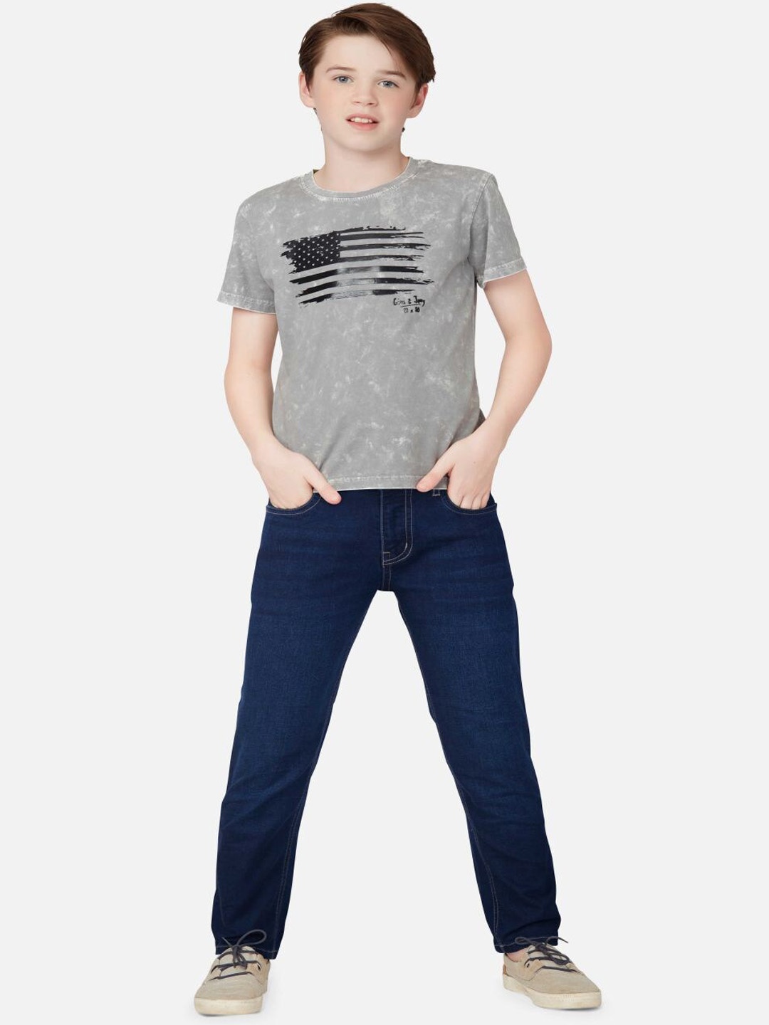 

Gini and Jony Boys Mid Rise Cotton Jeans, Navy blue