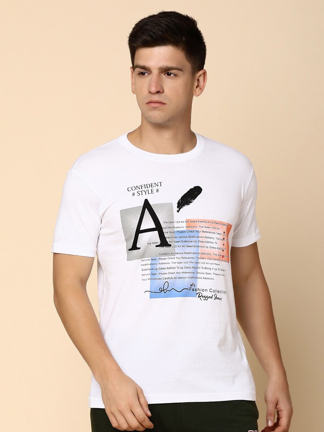 

V-Mart Typography Printed Cotton T-shirt, White