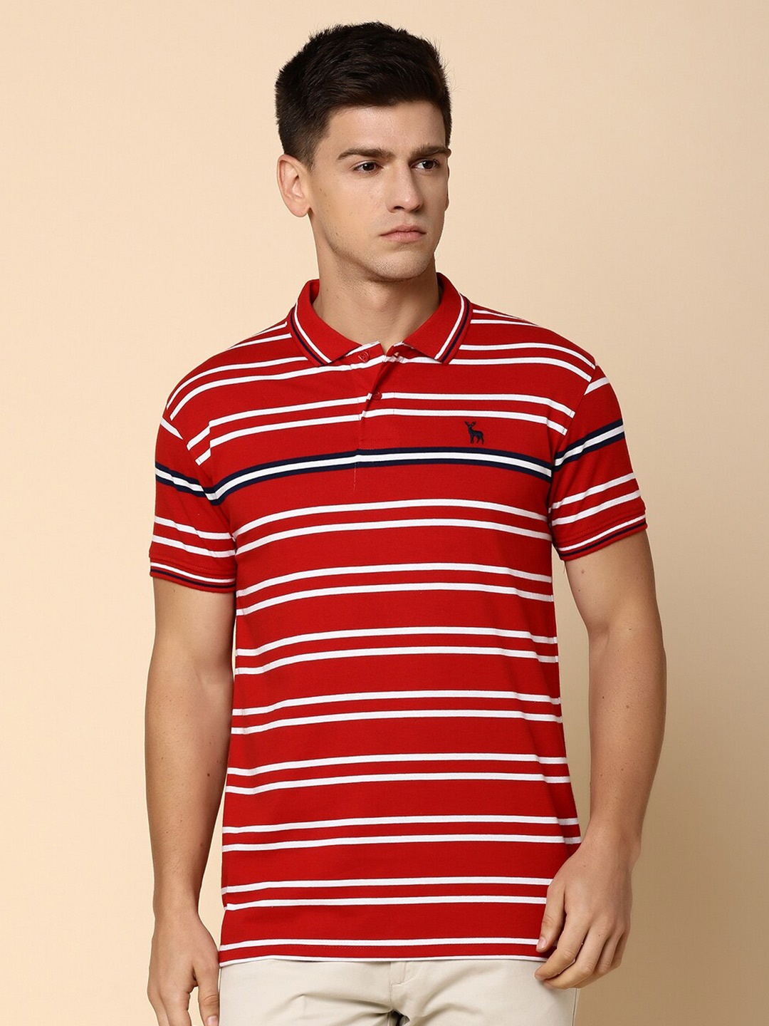 

V-Mart Striped Polo Collar T-shirt, Red