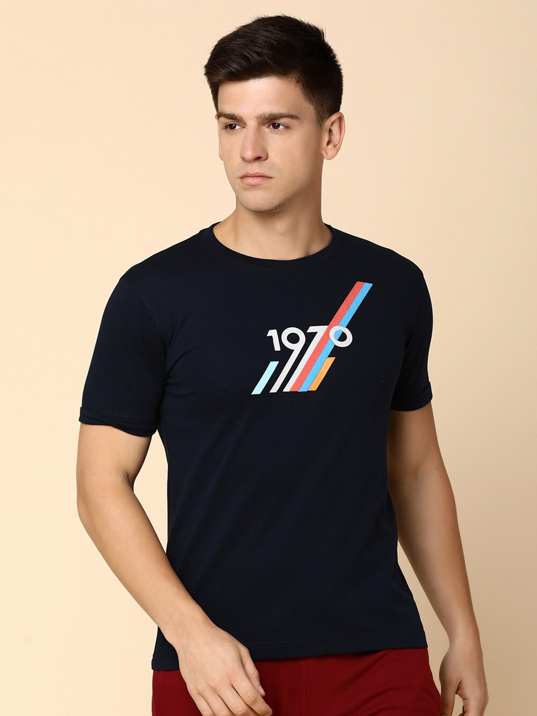 

V-Mart Typography Printed Cotton Slim Fit T-shirt, Blue