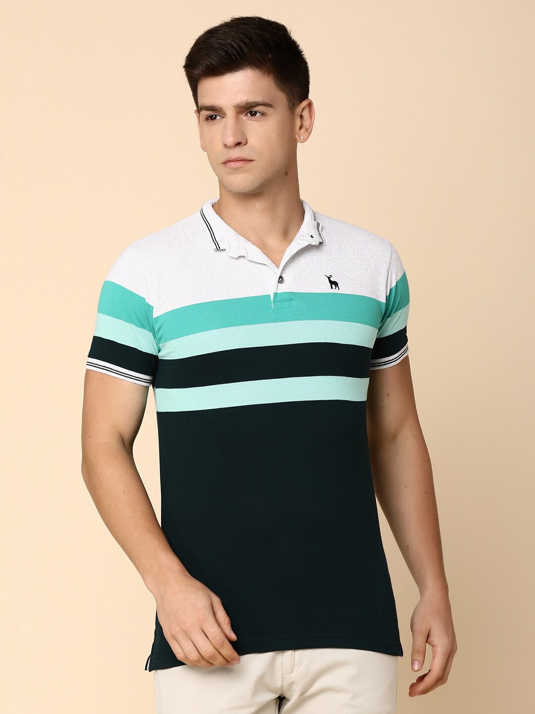 

V-Mart Colourblocked Polo Collar Short Sleeves T-shirt, Teal