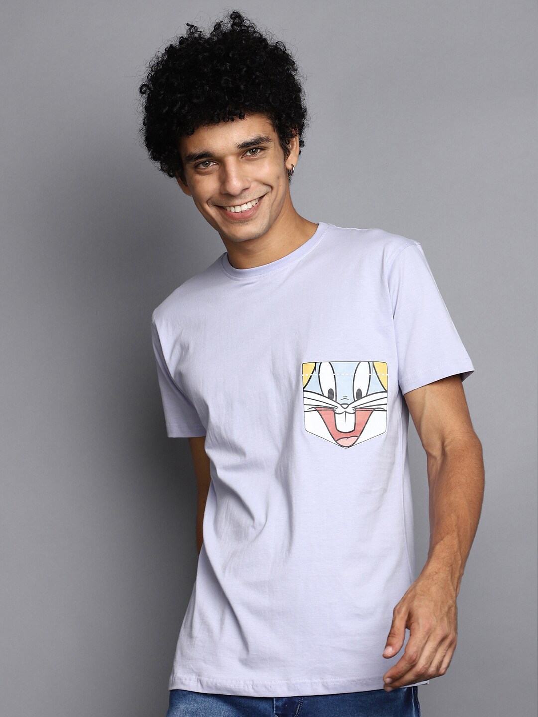 

V-Mart Looney Tunes Printed Short Sleeves Cotton T-shirt, Mauve