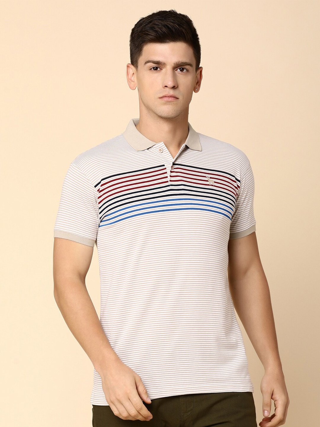 

V-Mart Striped Polo Collar T-shirt, Pink