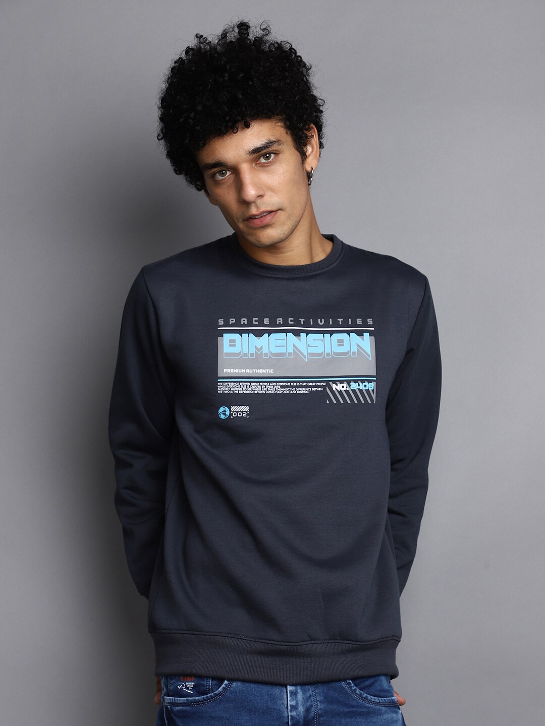 

V-Mart Typography Printed Cotton Sweatshirt, Grey