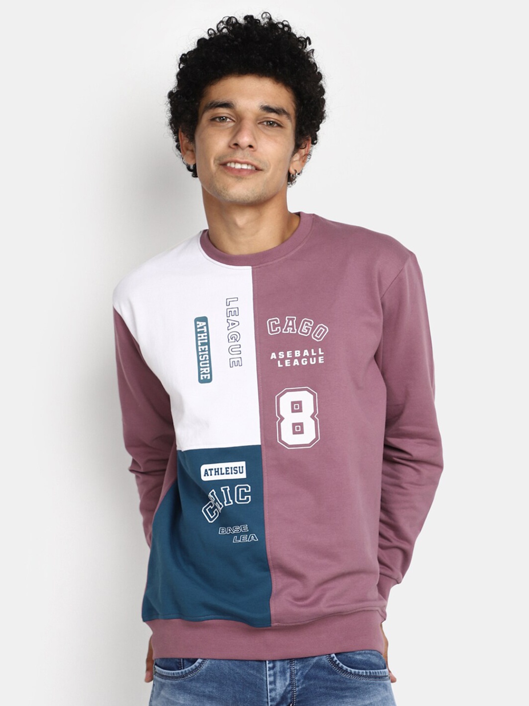 

V-Mart Colourblocked Hooded Pullover, Mauve