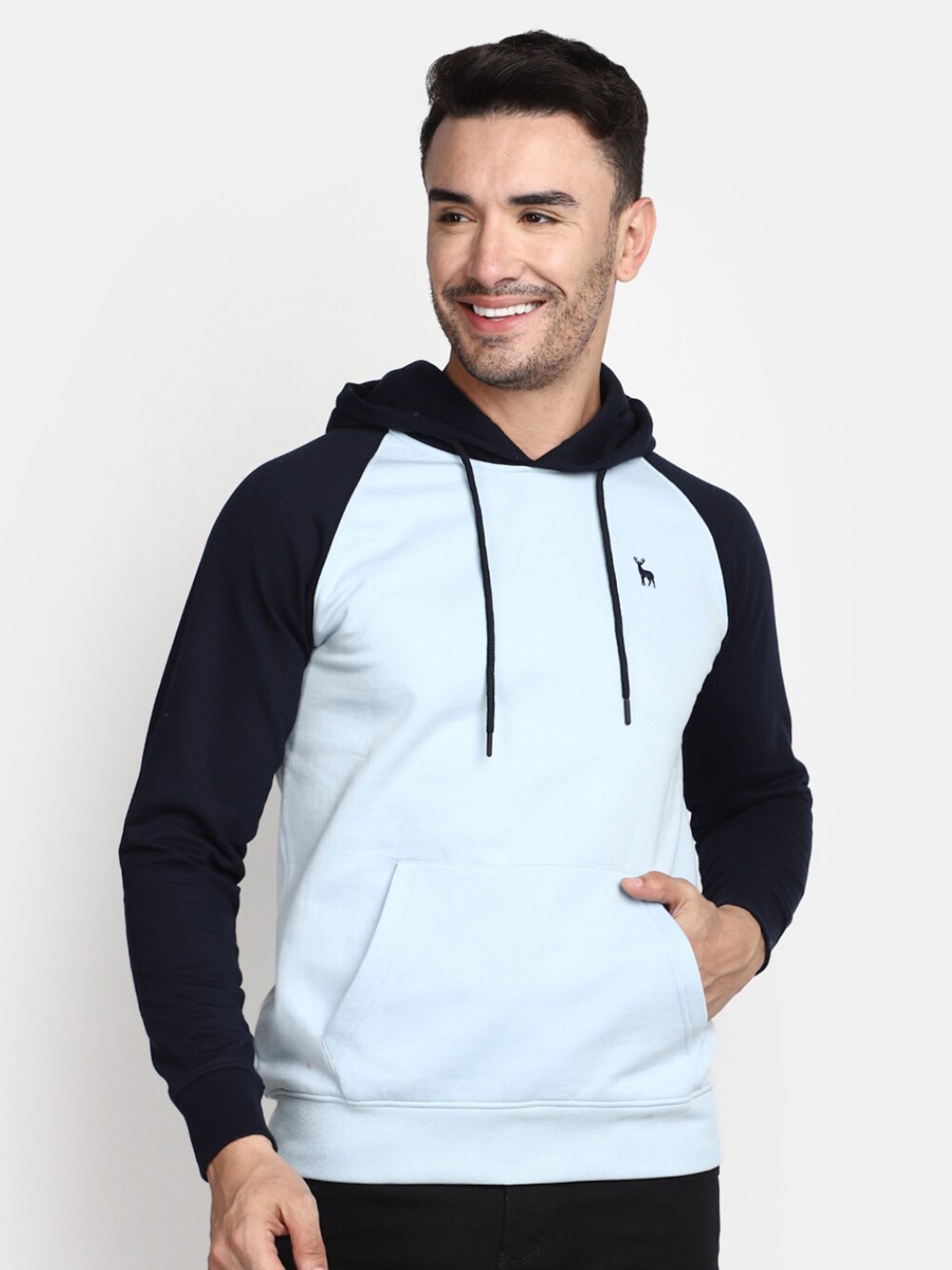 

V-Mart Colourblocked Hooded Pullover Sweatshirt, Blue