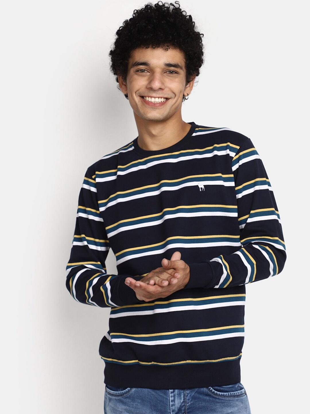 

V-Mart Striped Long Sleeves Pullover, Navy blue