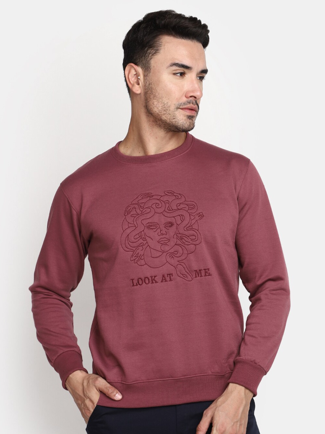 

V-Mart Graphic Embroidered Sweatshirt, Purple