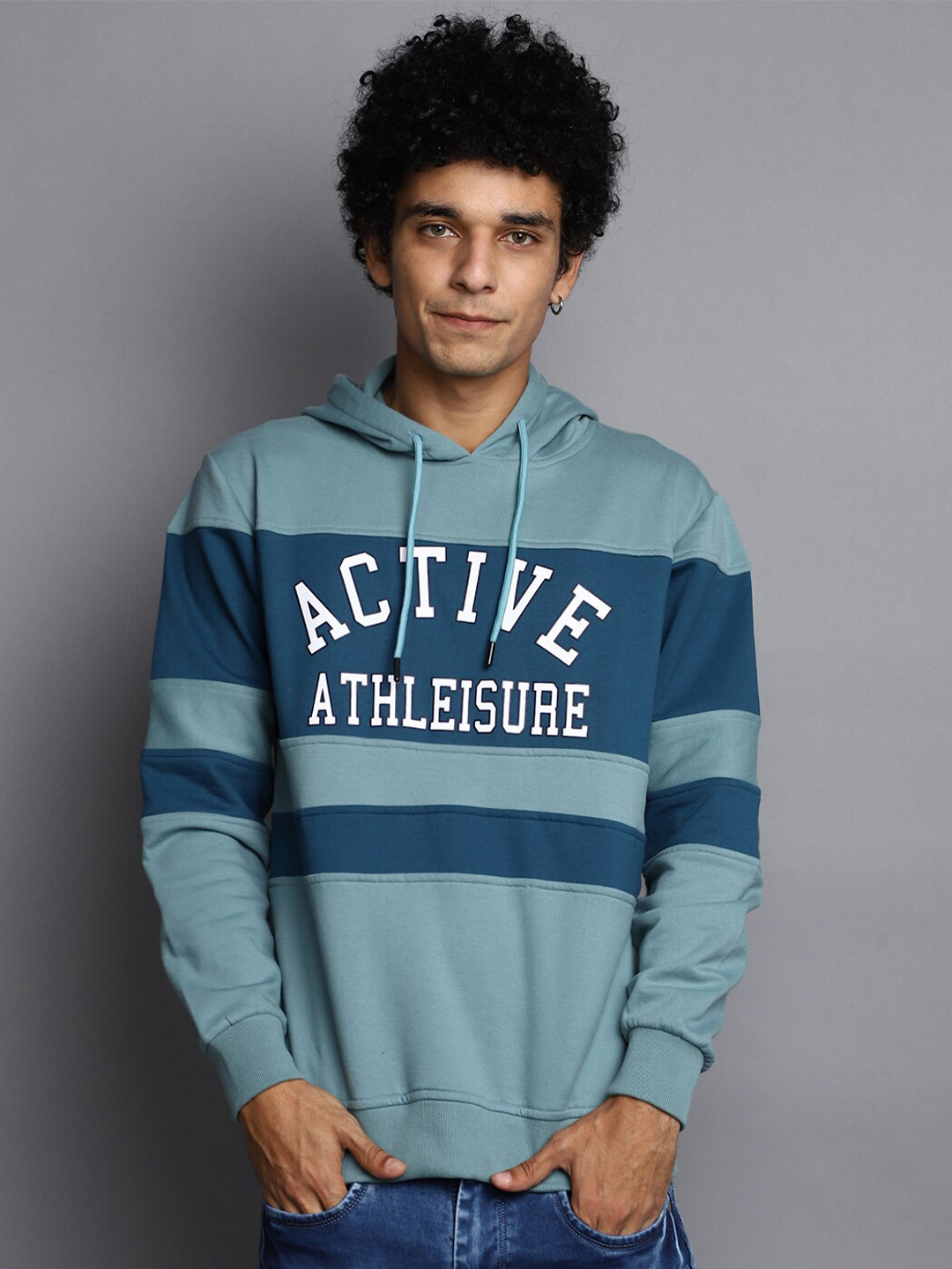 

V-Mart Colourblocked Hooded Pullover Sweatshirt, Green
