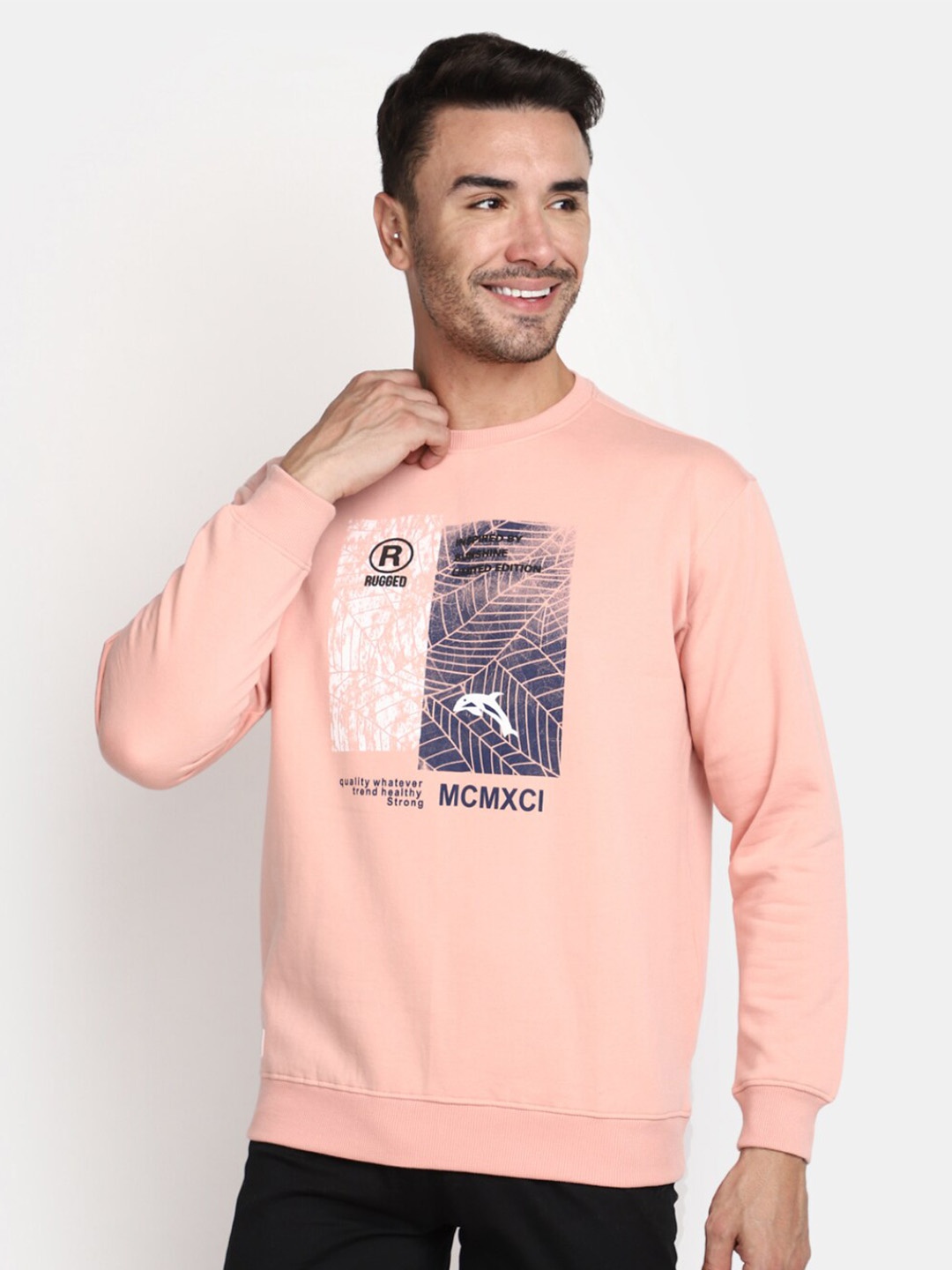 

V-Mart Graphic Printed Cotton Pullover Sweatshirt, Pink