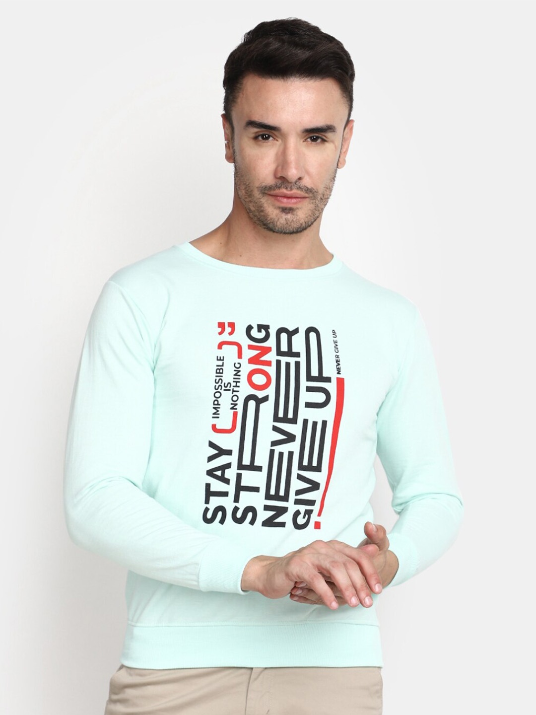 

V-Mart Typography Printed Round Neck Cotton Sweatshirt, Blue