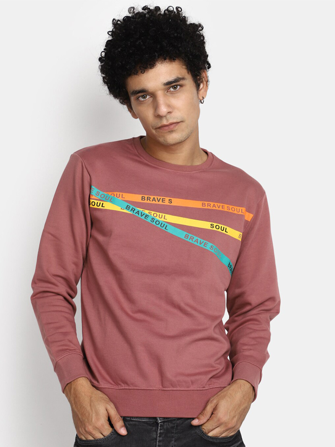 

V-Mart Typography Printed Pullover, Pink