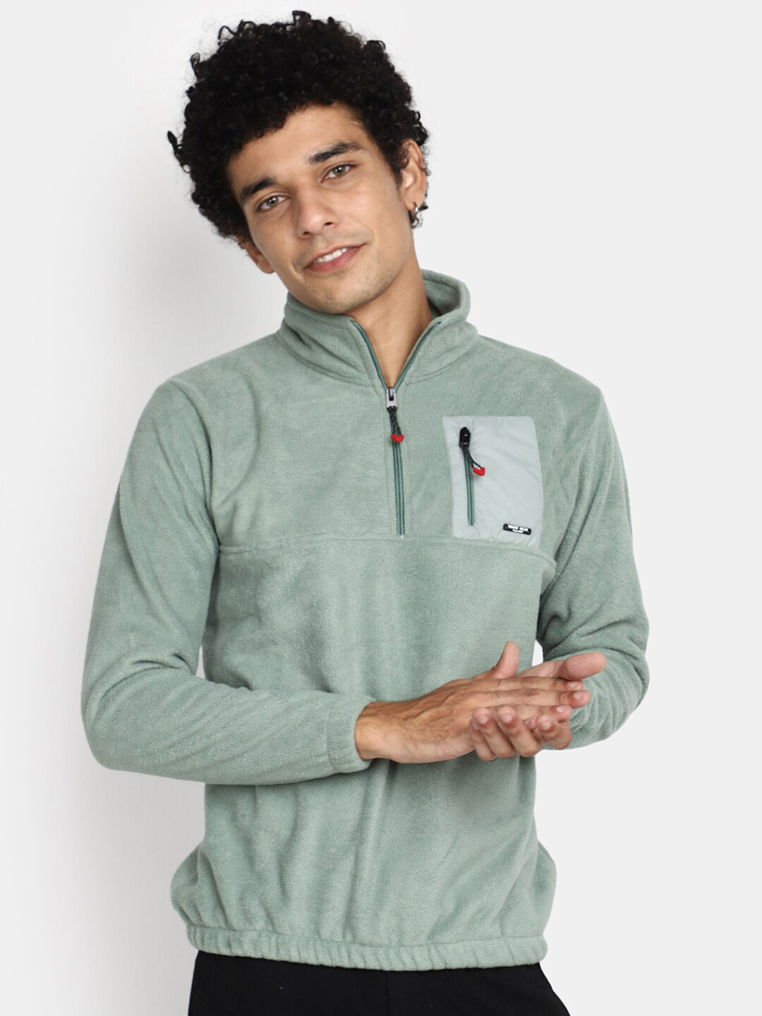 

V-Mart High Neck Pullover Sweatshirt, Green