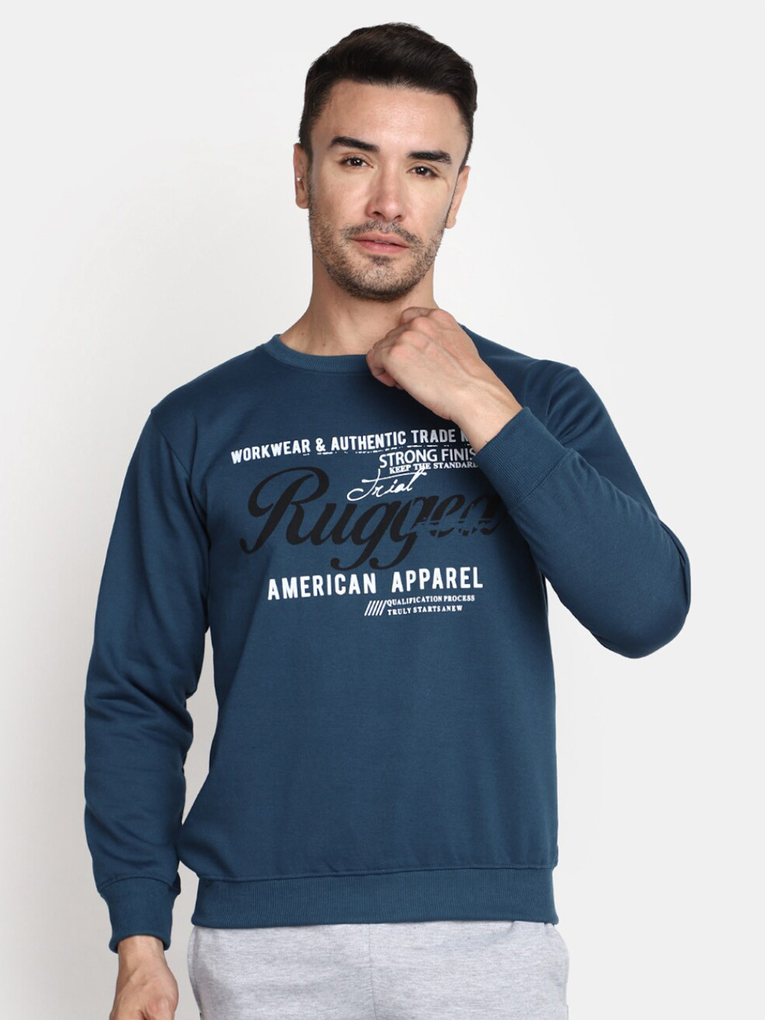 

V-Mart Typography Printed Fleece Pullover, Teal