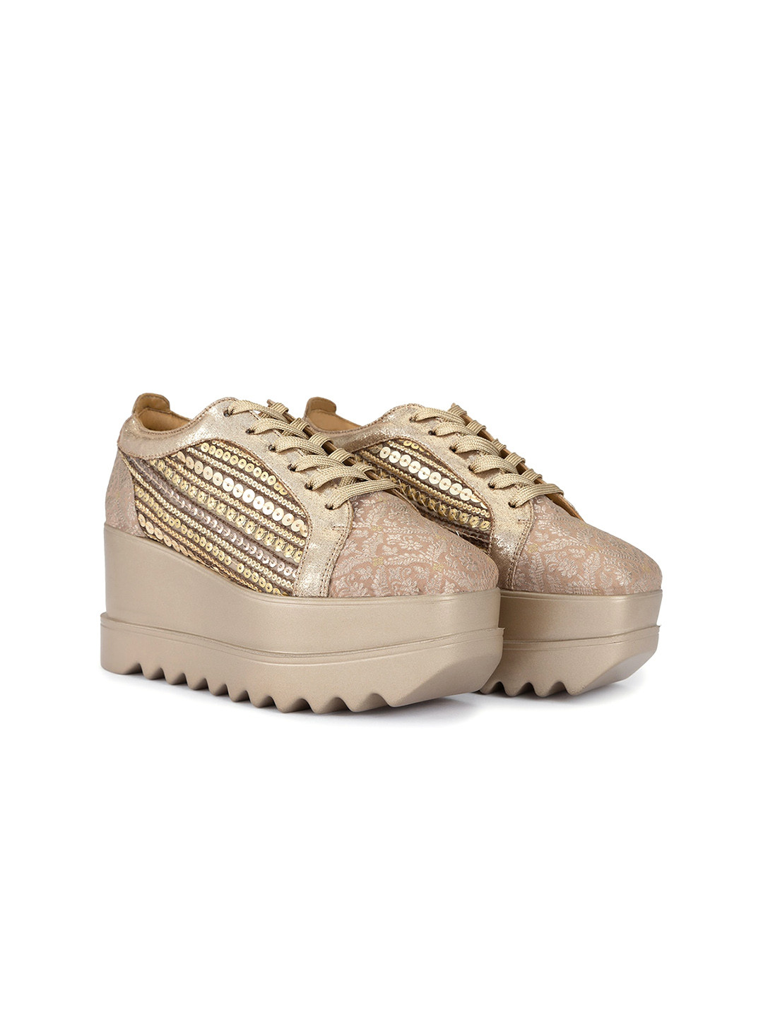 

Anaar Women Gatsby Embellished Lightweight Textile Flatform Sneakers, Gold