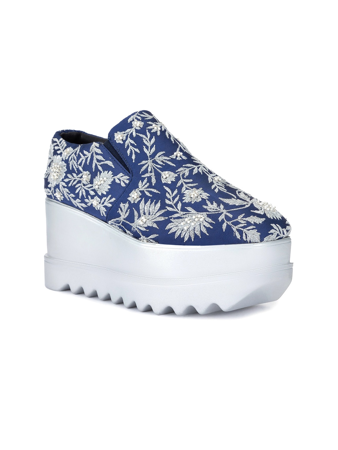 

Anaar Women Celestial Embellished Lightweight Basics Flatform Slip -On Sneakers, Blue