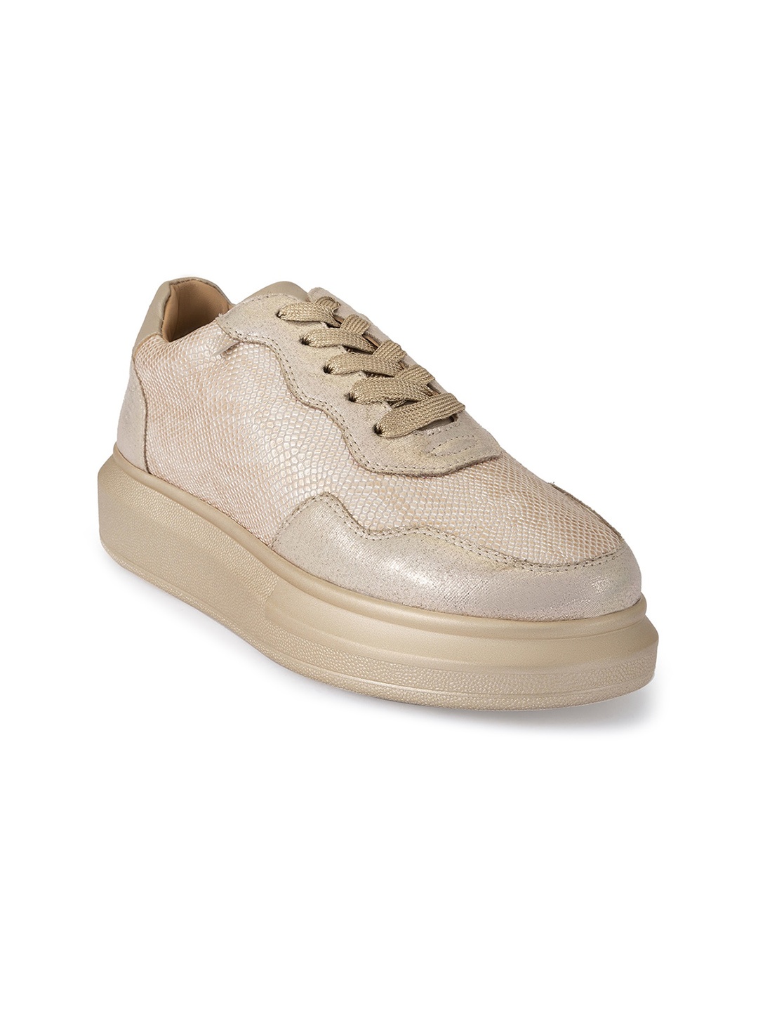 

Anaar Women Groove Classic Textured Lightweight Basics Sneakers, Gold