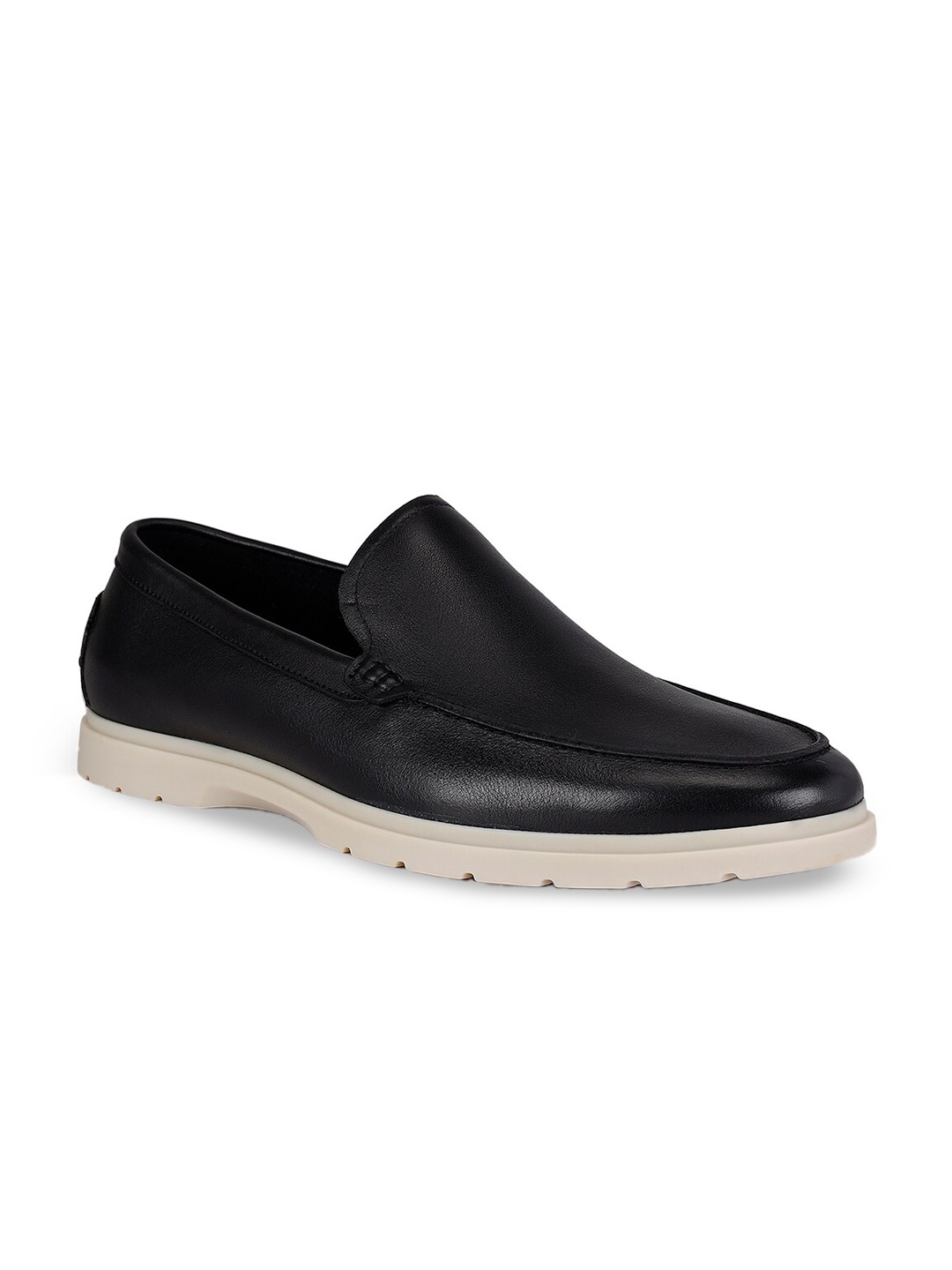 

ROSSO BRUNELLO Men Leather Comfort Insole Loafers, Black