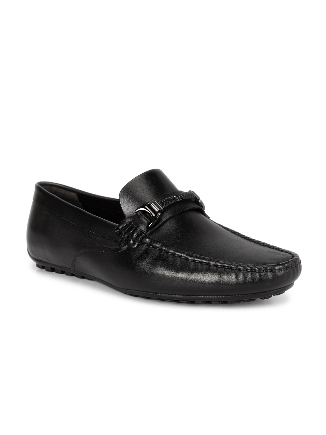 

ROSSO BRUNELLO Men Leather Formal Horsebit Loafers, Black
