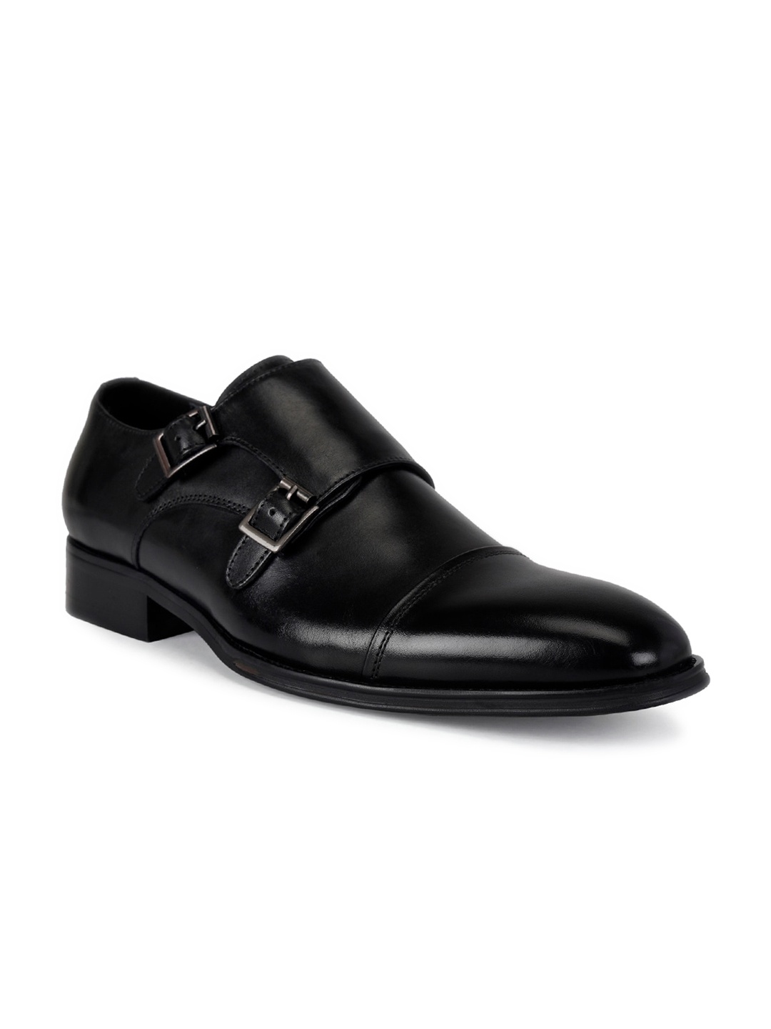 

ROSSO BRUNELLO Men Leather Formal Monk Shoes, Black