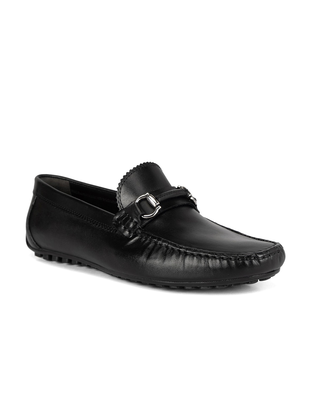 

ROSSO BRUNELLO Men Leather Formal Horsebit Loafers, Black