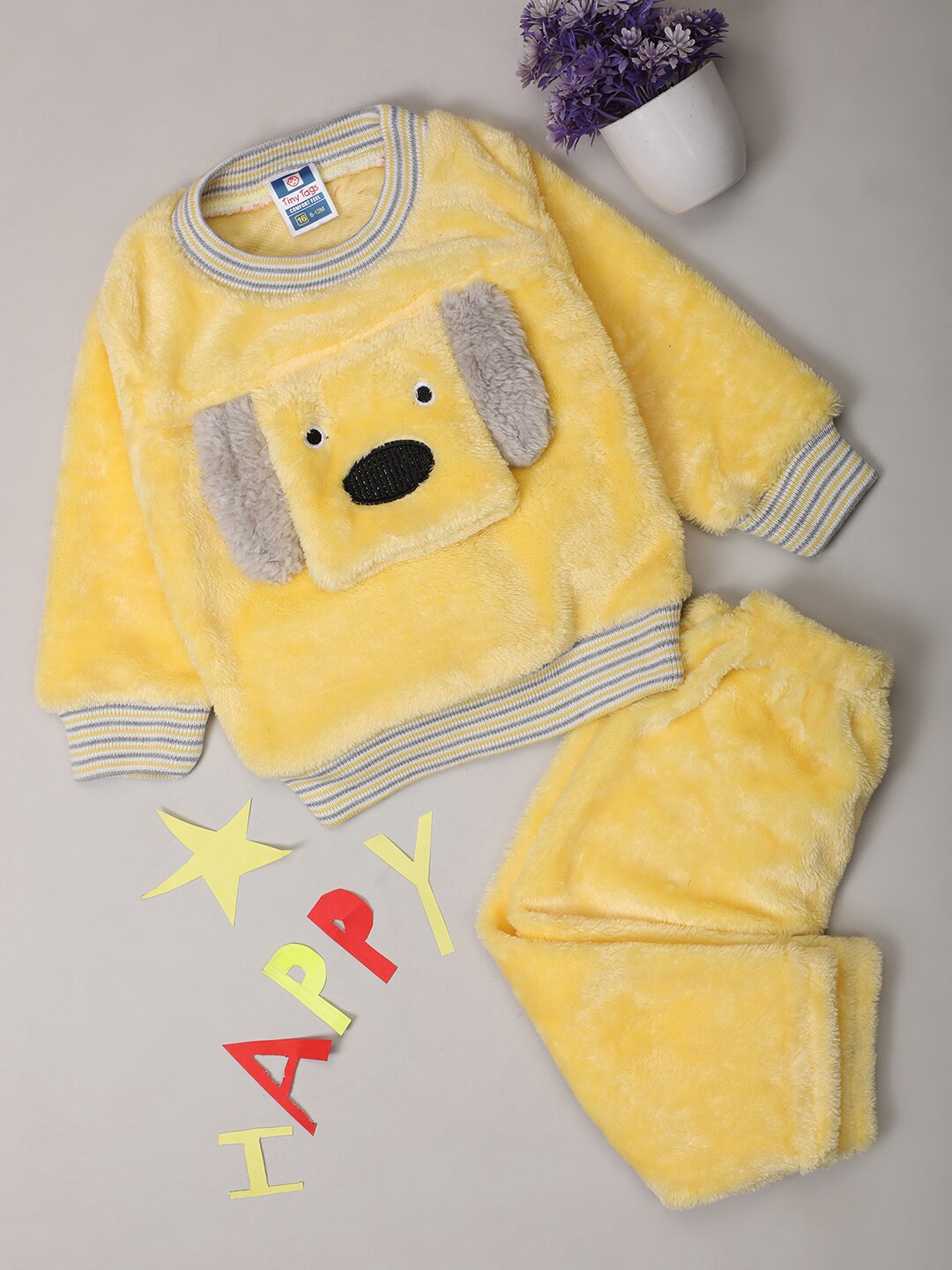 

V-Mart Infant Kids Pure Cotton T-shirt with Pyjamas, Yellow