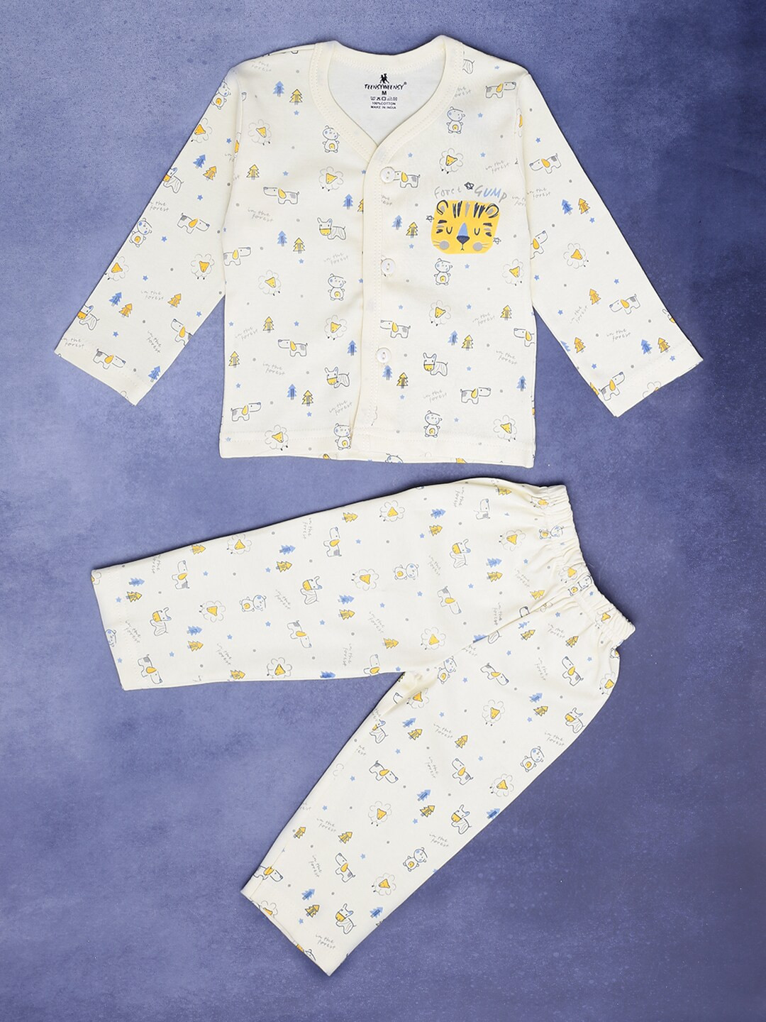 

V-Mart Infants Kids Graphic Printed Pure Cotton T-shirt with Pyjamas, White
