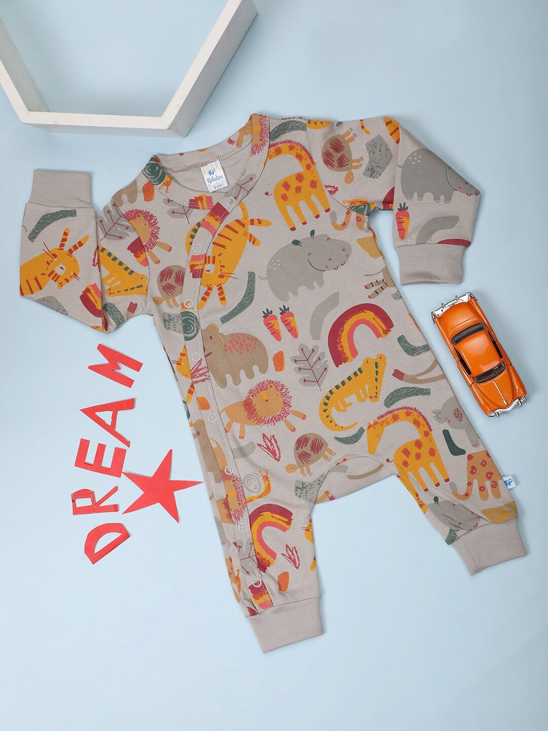

V-Mart Infant Printed Cotton Rompers, Grey