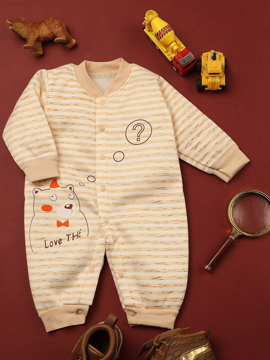 

V-Mart Infant Striped Pure Cotton Romper, Yellow