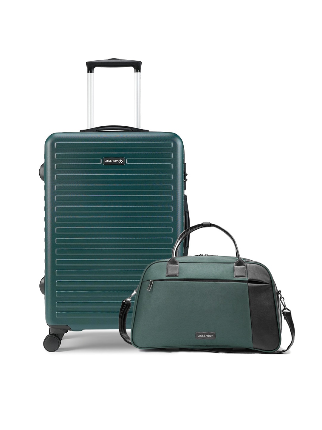 

Assembly Set of 2 Medium Checkin 24-Inch Hard Trolley Luggage & Weekender Duffle Bag 38L, Green