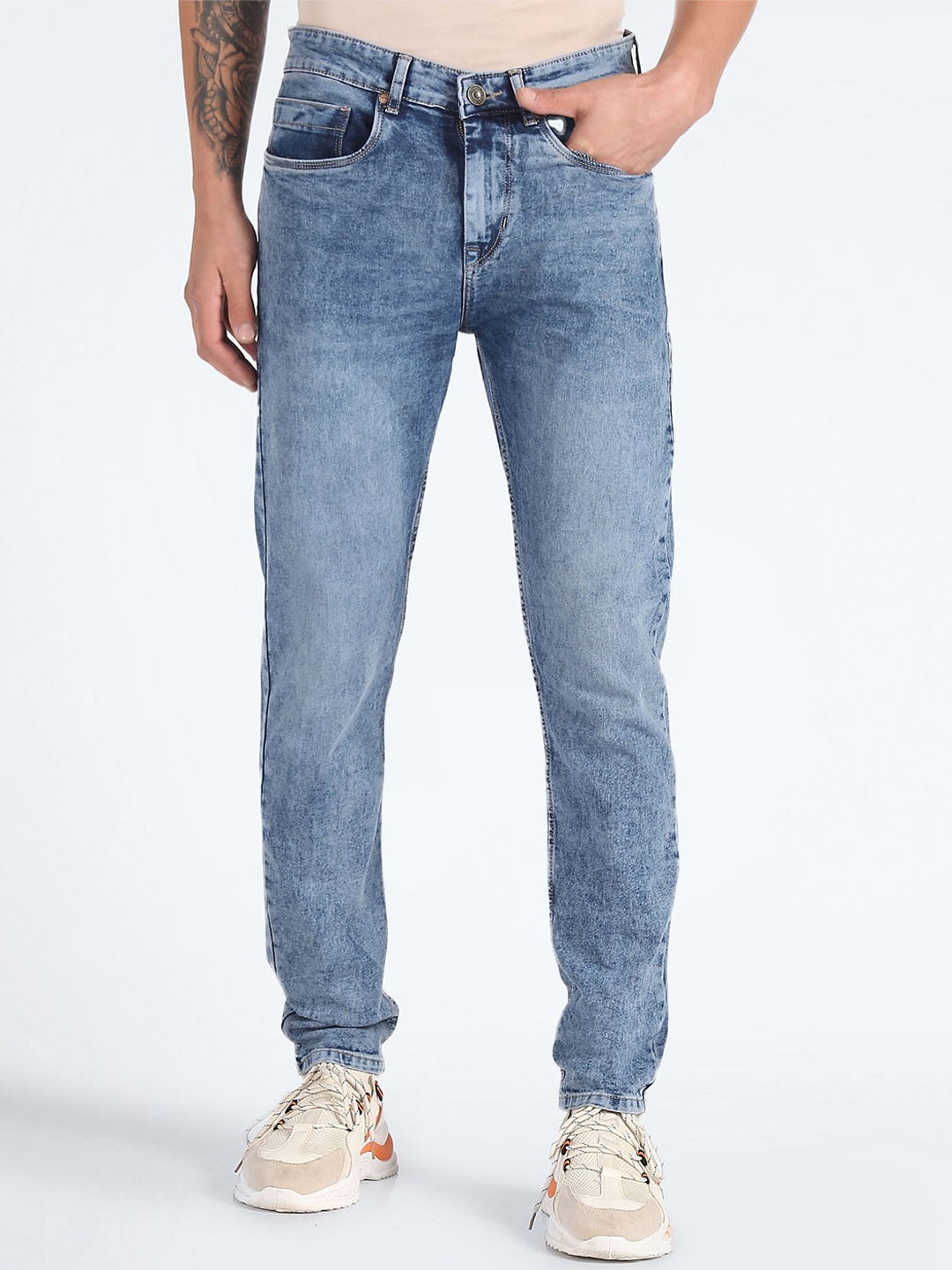 

Flying Machine Men Slim Fit Heavy Fade Stretchable Jeans, Blue