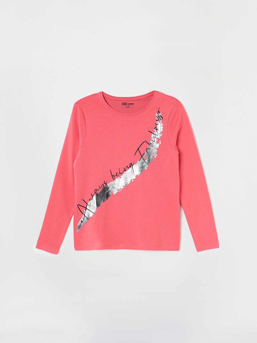 

Fame Forever by Lifestyle Girls Typography Printed Pure Cotton T-shirt, Coral