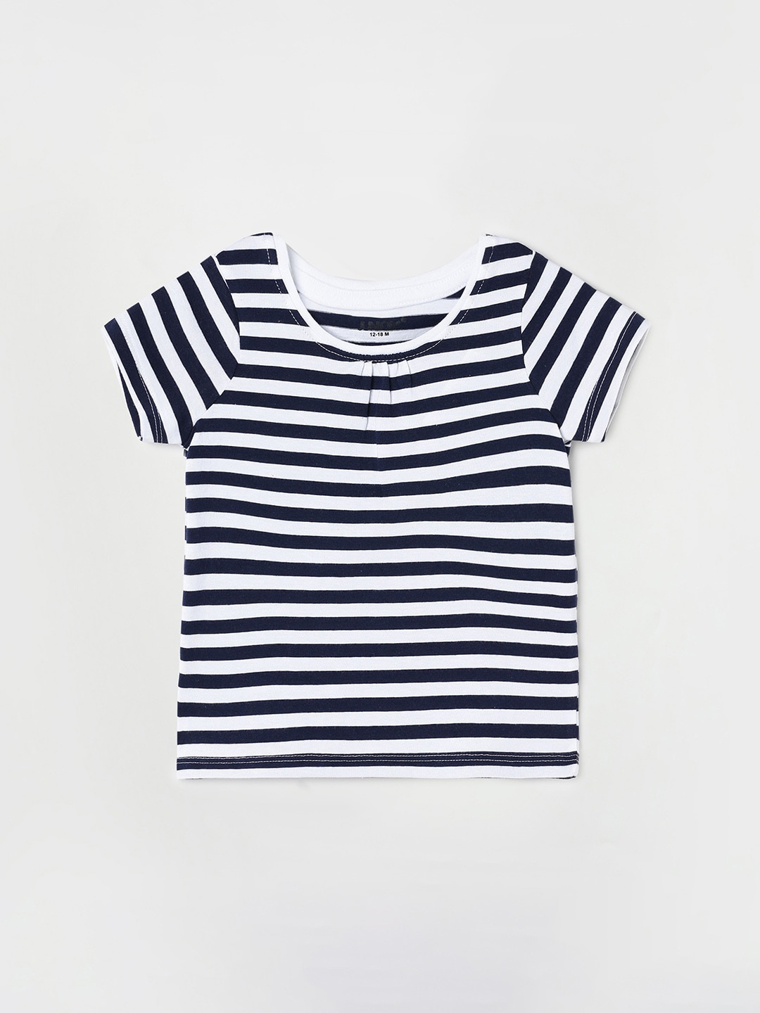 

Juniors by Lifestyle Girls Striped Pure Cotton T-Shirt, Navy blue
