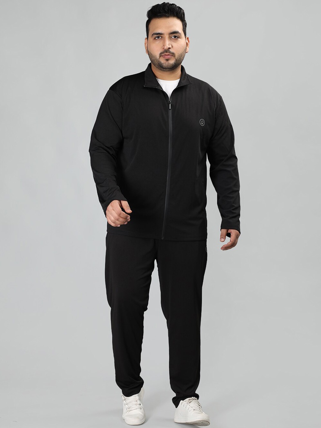 

CHKOKKO Plus Size Mock Collar Long Sleeves Sports Tracksuit, Black