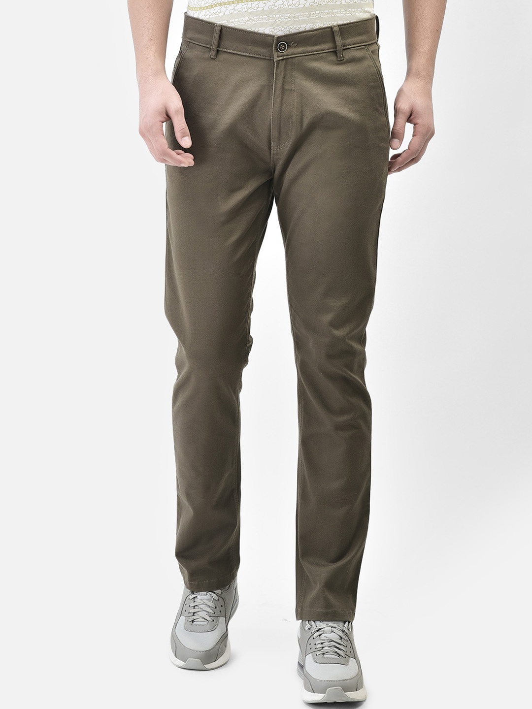 

Crimsoune Club Mid-Rise Slim Fit Chinos Trousers, Olive