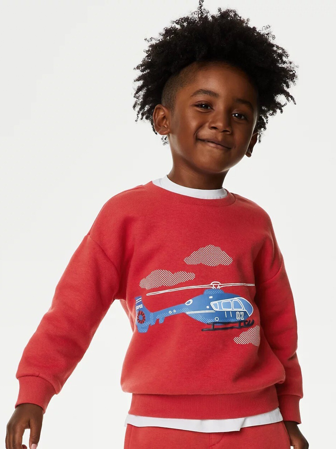 

Marks & Spencer Boys Helicopter Printed Sweatshirt, Red
