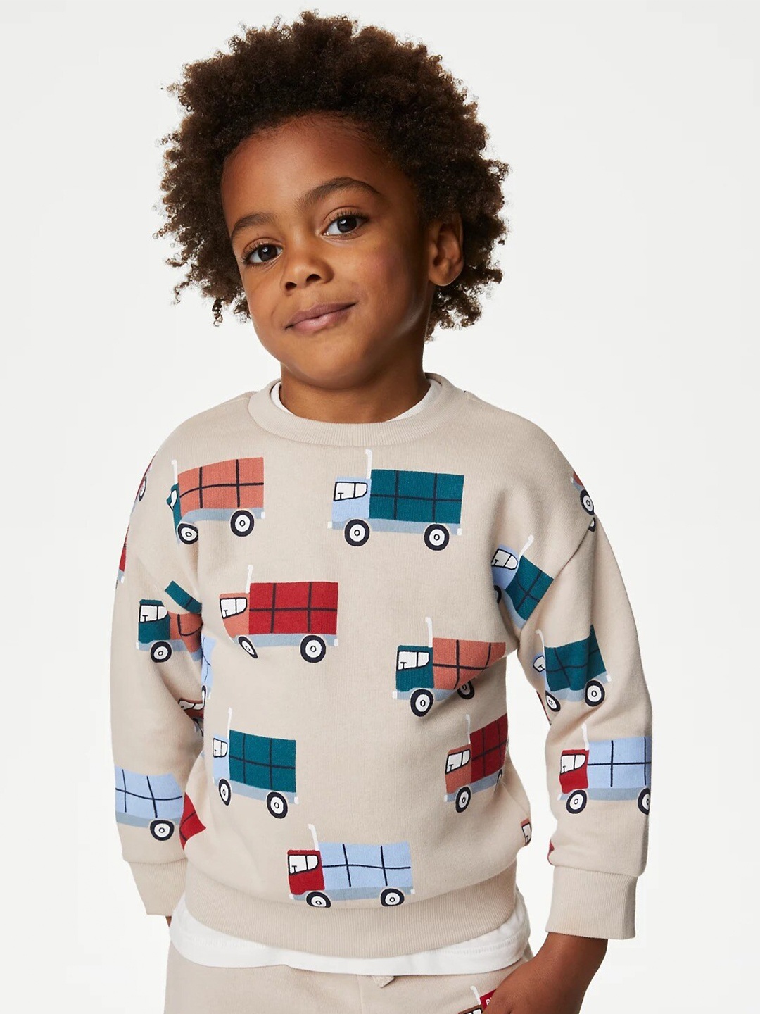 

Marks & Spencer Boys Truck Printed Sweatshirt, Beige