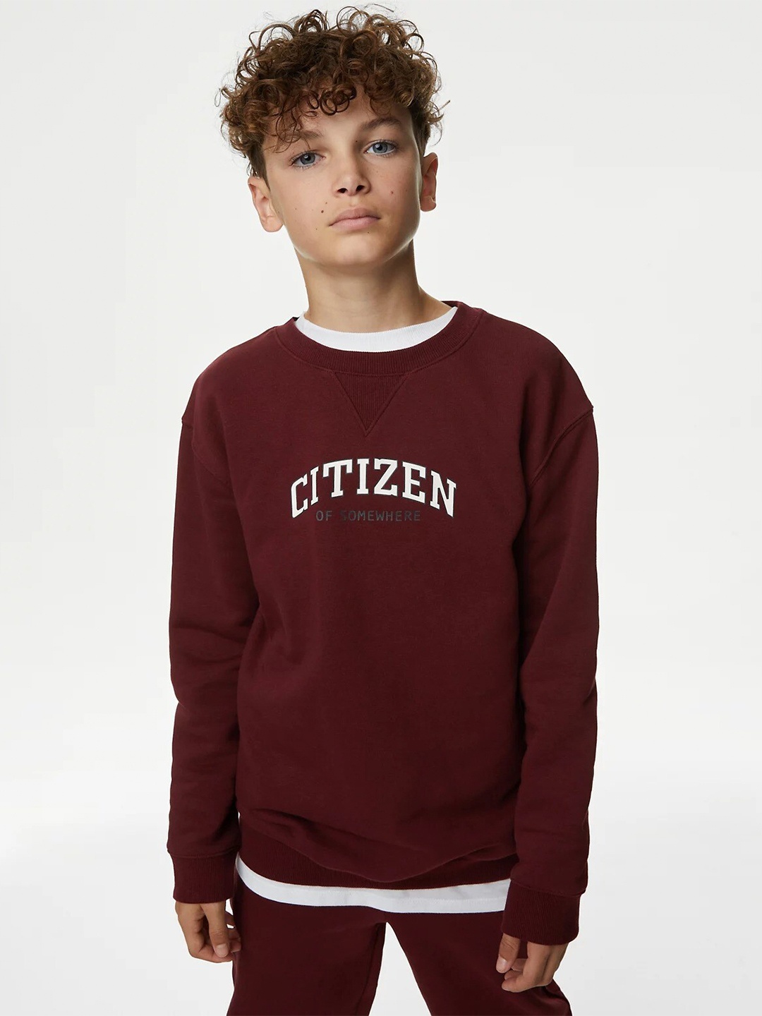 

Marks & Spencer Boys Typography Printed Pullover Sweatshirt, Maroon