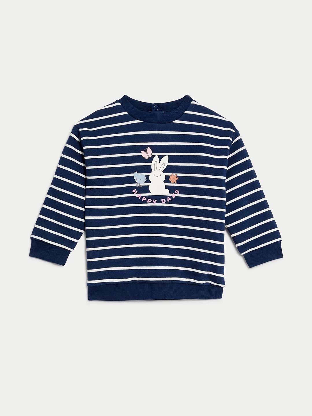 

Marks & Spencer Girls Striped Round Neck Pullover Sweatshirt, Navy blue